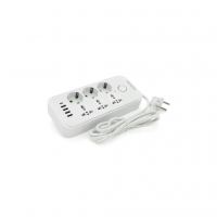 Мережевий фільтр живлення Voltronic F07U, 6 роз (3 EU+3 Universal), 4USB White (F07U-White)