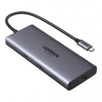 Концентратор Ugreen USB-C 2xHDMI 8K30Hz/4K60Hz + 3xUSB 3.2 + 2xUSB-C 3.2 + RJ45 + SD/TF + PD 100W (15534)