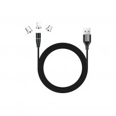 Дата кабель USB 2.0 AM to Lightning + Micro 5P + Type-C 1.0m Magnetic ColorWay (CW-CBUU038-BK)