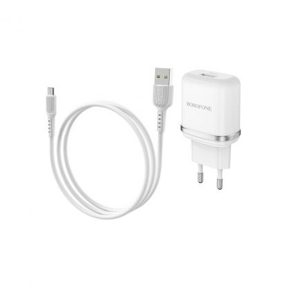 Зарядний пристрій BOROFONE BA36A High speed single port QC3.0 charger set(Micro) White (BA36AMW)