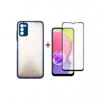 Чехол для мобильного телефона Dengos Kit for Samsung Galaxy A03s case + glass (Blue) (DG-KM-25)