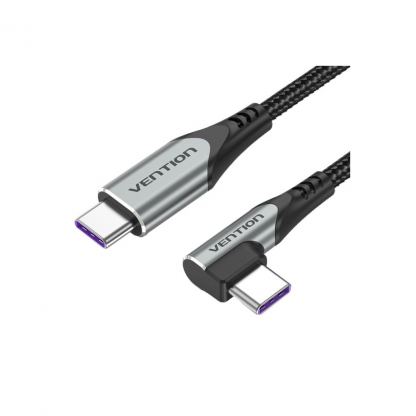 Дата кабель USB-C to USB-C 0.5m USB2.0 60W (20V/3A) angle 90° Gray Aluminum Alloy VENTION (TRAHD)