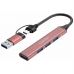 Концентратор Canyon hub DS-02 4in1 USB-A/C Pink (CNS-TDS02P)