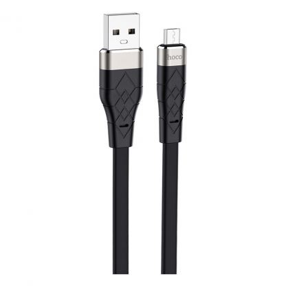 Дата кабель USB 2.0 AM to Micro 5P 1.0m 2.4A silicone X53 black HOCO (6931474738073)