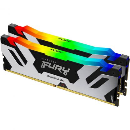 Модуль памяти для компьютера DDR5 48GB (2x24GB) 8000 MHz Renegade RGB Black/Silver Kingston Fury (ex.HyperX) (KF580C38RSAK2-48)