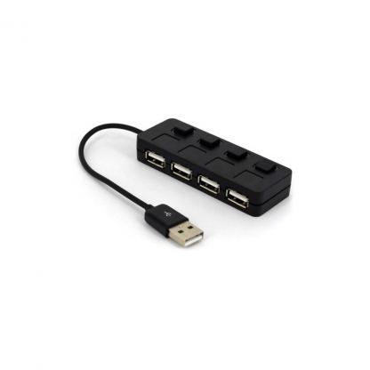 Концентратор Voltronic USB 2.0 to 4xUSB with LED buttons black (YT-H4L-B)