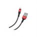 Дата кабель USB 2.0 AM to Lightning 1.0m 2A 18W nylon black+red HOCO (6957531080190)