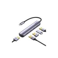Концентратор Ugreen USB-C to 4xUSB 3.0 + HDMI CM417 gray (20197)