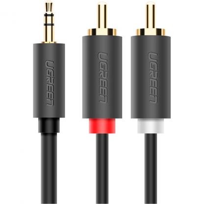 Кабель мультимедийный 3.5mm M to 2xRCA M 2.0m AV102 black UGREEN (10510)