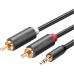 Кабель мультимедийный 3.5mm M to 2xRCA M 2.0m AV102 black UGREEN (10510)