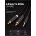 Кабель мультимедийный 3.5mm M to 2xRCA M 2.0m AV102 black UGREEN (10510)
