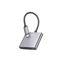 Концентратор XO USBC to USBCPD100W + HDMI 4K30Hz + USB 3.0 grey (HUB011.tranish)