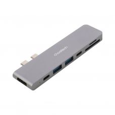 Порт-реплікатор Choetech Dock-Station USB-C 7-in-1 (HDMI/картридер/USB-A/USB-C, for MacBook Pro/Air) (HUB-M14-GY-V2)