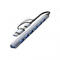 Концентратор Dynamode USB-C + UAB-A to 1xUSB 3.0 + 6xUSB 2.0 gray (DM-UH-701AC)