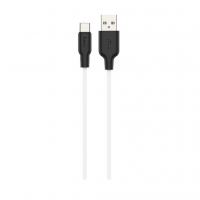 Дата кабель USB 2.0 AM to USB-C 2.0m 3A silicone X21 Plus black+white HOCO (6931474713889)