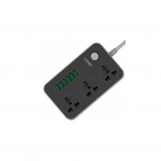 Мережевий фільтр живлення LDNIO SC3604, 3 роз, 6 USB, 2м, Black (SC3604)