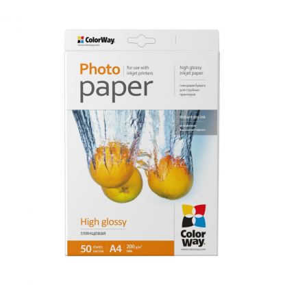 Фотопапір ColorWay A4 200г glossy 50л (PG200050A4)