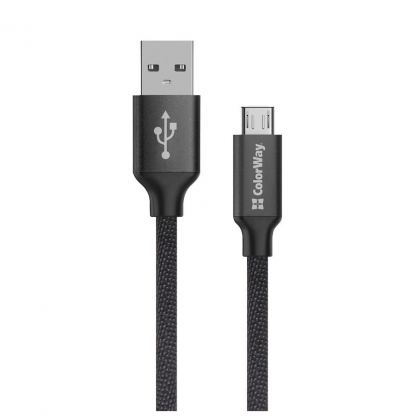 Дата кабель USB 2.0 AM to Micro 5P 2.0m black ColorWay (CW-CBUM009-BK)