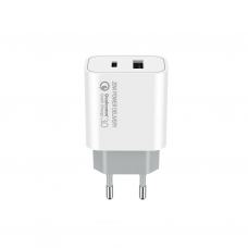 Зарядное устройство ColorWay Type-C PD + USB QC3.0 (20W) V2 white (CW-CHS025QPD-WT)