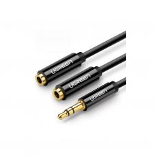 Кабель мультимедийный 3.5mm M to 2x3.5mm F 0.2m AV134 (Black) Ugreen (20816)