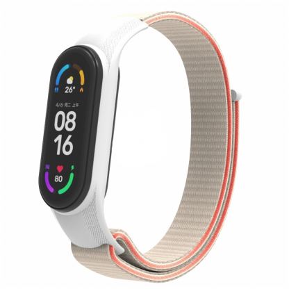 Ремешок для фитнес браслета Armorstandart нейлоновый для Xiaomi Mi Band 7/6/5/4 White/Red (ARM67846)