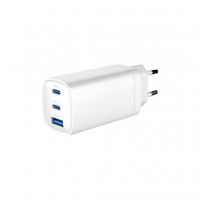 Зарядний пристрій Gembird USB-A + 2xType-C (PD18W + QC3.0 27W) white (TA-UC-PDQC65-01-W)