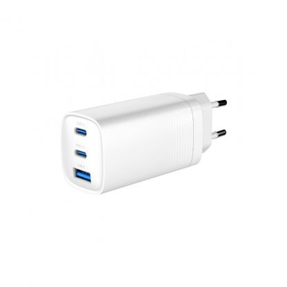 Зарядное устройство Gembird USB-A + 2xType-C (PD18W + QC3.0 27W) white (TA-UC-PDQC65-01-W)