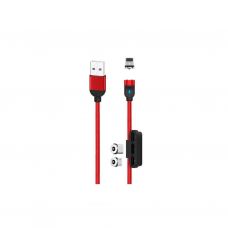 Дата кабель USB 2.0 AM to Lightning + Micro 5P + Type-C NB128 Magnetic Red XO (XO-NB128-RD)