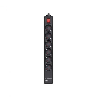Мережевий фільтр живлення REAL-EL RS-PROTECT 605 3m, black (EL122300041)