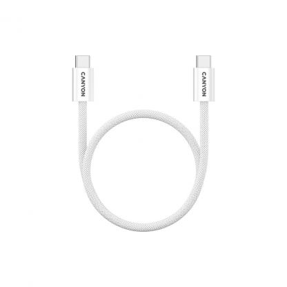 Дата кабель USB-C to USB-C 1.0m 60W Magnet Braided White Canyon (CND-CCMG60AB15W)