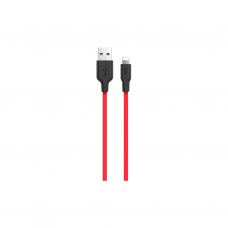 Дата кабель USB 2.0 AM to Lightning 1.0m 2A silicone X21 black+red HOCO (6957531071372)
