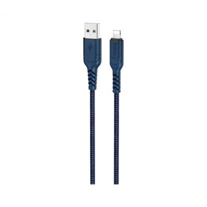 Дата кабель USB 2.0 AM to Lightning 1.0m 2.4A nylon X59 blue HOCO (6931474744883)