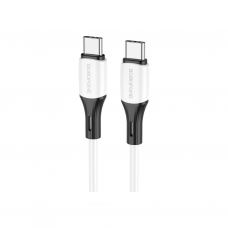 Дата кабель USB-C to USB-C 1.0m 3A 60W silicone BX79 white BOROFONE (6974443384819)