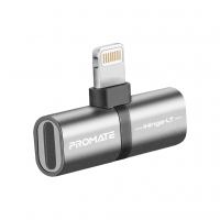 Переходник Lightning M to 2xLightning F Audiо + Charge Promate (ihinge-lt.grey)