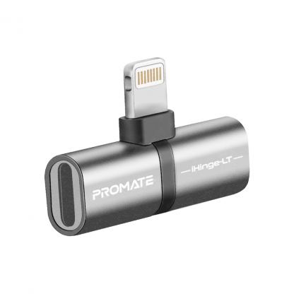Переходник Lightning M to 2xLightning F Audiо + Charge Promate (ihinge-lt.grey)