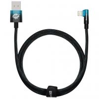 Дата кабель USB 2.0 AM to Lightning 1.0m 2.4A 90° corner black/blue Baseus (CAVP000021)