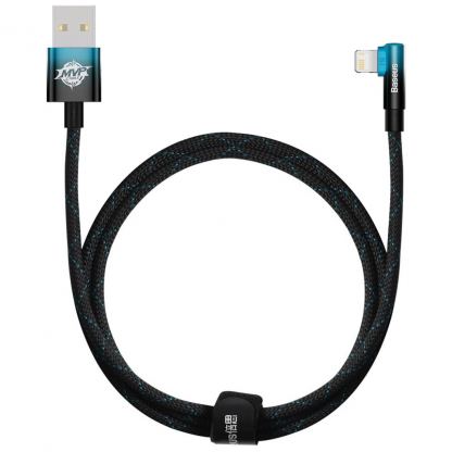 Дата кабель USB 2.0 AM to Lightning 1.0m 2.4A 90° corner black/blue Baseus (CAVP000021)