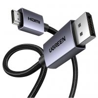 Кабель мультимедийный DisplayPort M to HDMI M 2.0m V2.0 4K30Hz DP125 black Ugreen (35842)