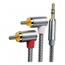 Кабель мультимедійний 3.5mm M to 2xRCA M 1.0m 90° corner Essager (EYPWT-MY0G-P)