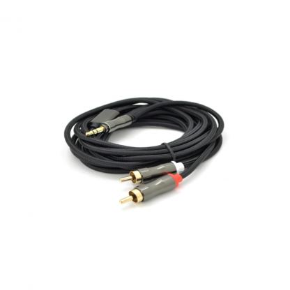 Кабель мультимедійний 3.5mm M to 2xRCA M 1.5m Stereo black VEGGIEG (YT-AR2-1.5V-A601)