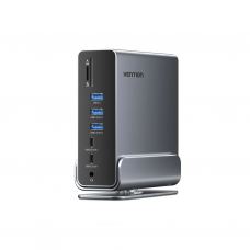 Концентратор Vention USB-C 15-in-1 2xHDMI + DisplayPort + RJ45 + SD/TF + 3.5mm gray (TPUH0)