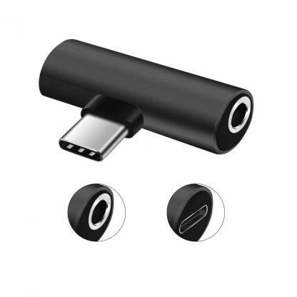 Переходник USB-C M to USB-C F + 3.5mm F black XoKo (AC-205-BK)