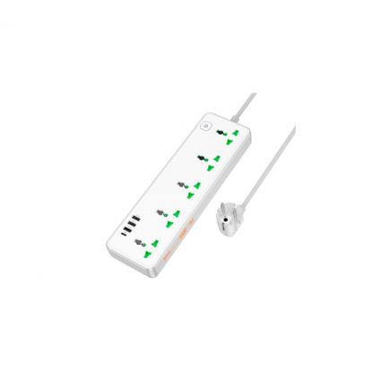 Мережевий фільтр живлення HOCO AC13A 5 роз, 3 USB, USB-C, 17W, 1,5м, White (AC13A/W)