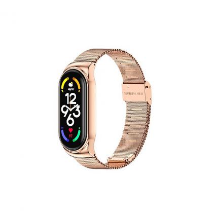 Ремешок для фитнес браслета BeCover Metal для Xiaomi Mi Smart Band 7 Rose Gold (707496)