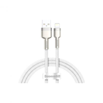 Дата кабель USB 2.0 AM to Lightning 2.0m Cafule Series Metal 2.4A White Baseus (CALJK-B02)