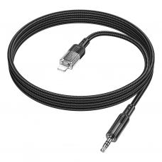 Кабель мультимедийный Lightning to 3.5mm M 1.0m Black HOCO (6942007612524)