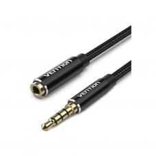 Кабель мультимедійний 3.5mm M to 3.5mm F 1.0m black Vention (BHBBF)