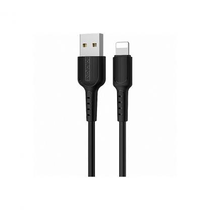 Дата кабель USB 2.0 AM to Lightning 1.0m 2A PVC BX16 black BOROFONE (6957531099512)