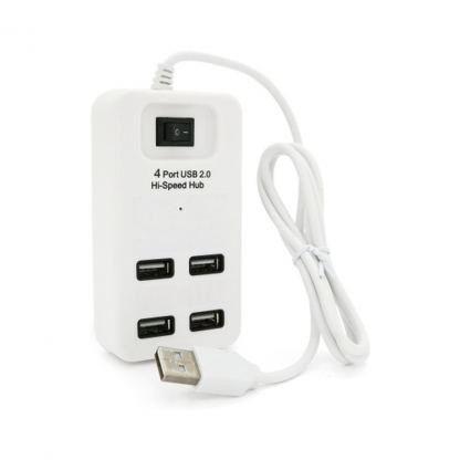 Концентратор Voltronic USB 2.0 to 4xUSB with power switch white (YT-HWS4-W)
