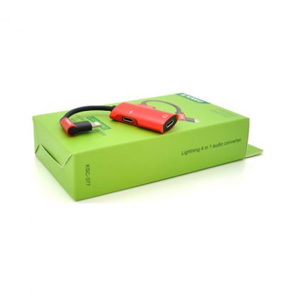 Перехідник Lightning 4-in-1 Audio Adapter Lightning + 3.5mm red iKAKU (KSC-377)